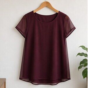 Burgundy V Neck Top